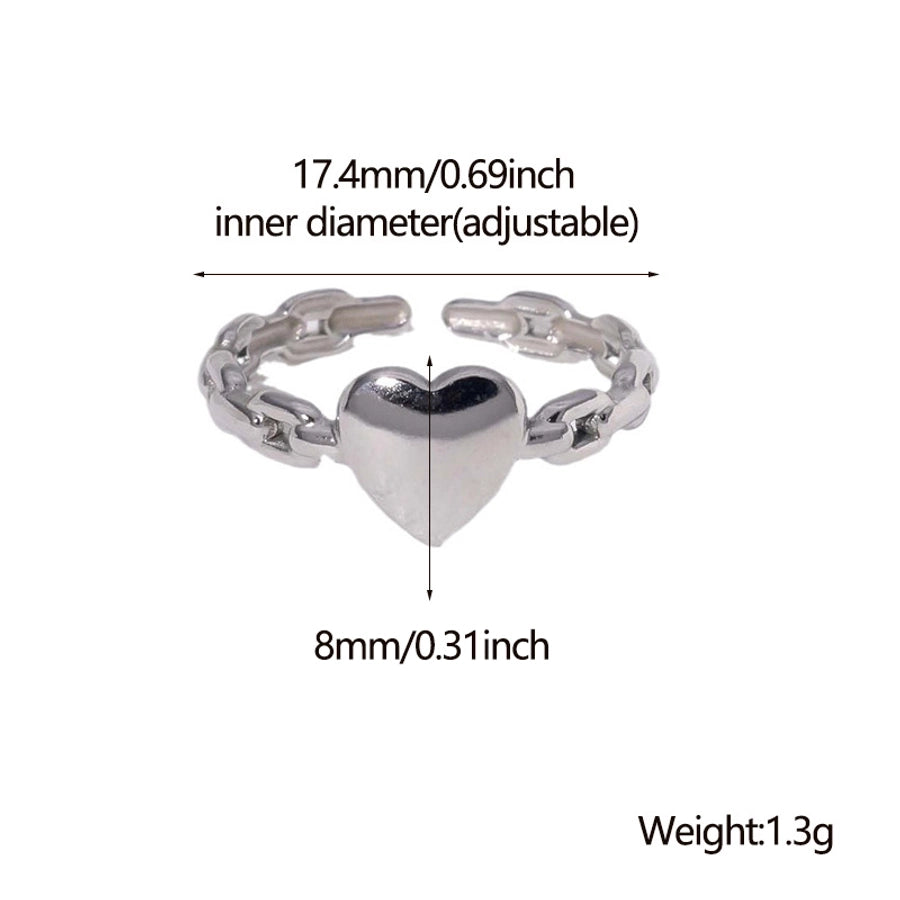 304 Stainless Steel 18K Gold Plated Casual Simple Style Plating Heart Shape Open Rings