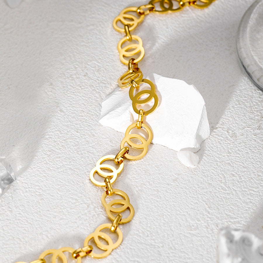 304 Stainless Steel 14K Gold Plated Simple Style Classic Style Plating Solid Color Necklace