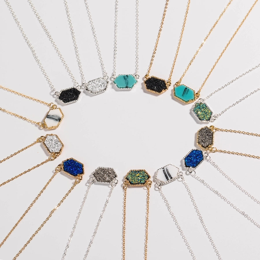 fashion simple multicolor crystal cluster turquoise diamond pendant necklace