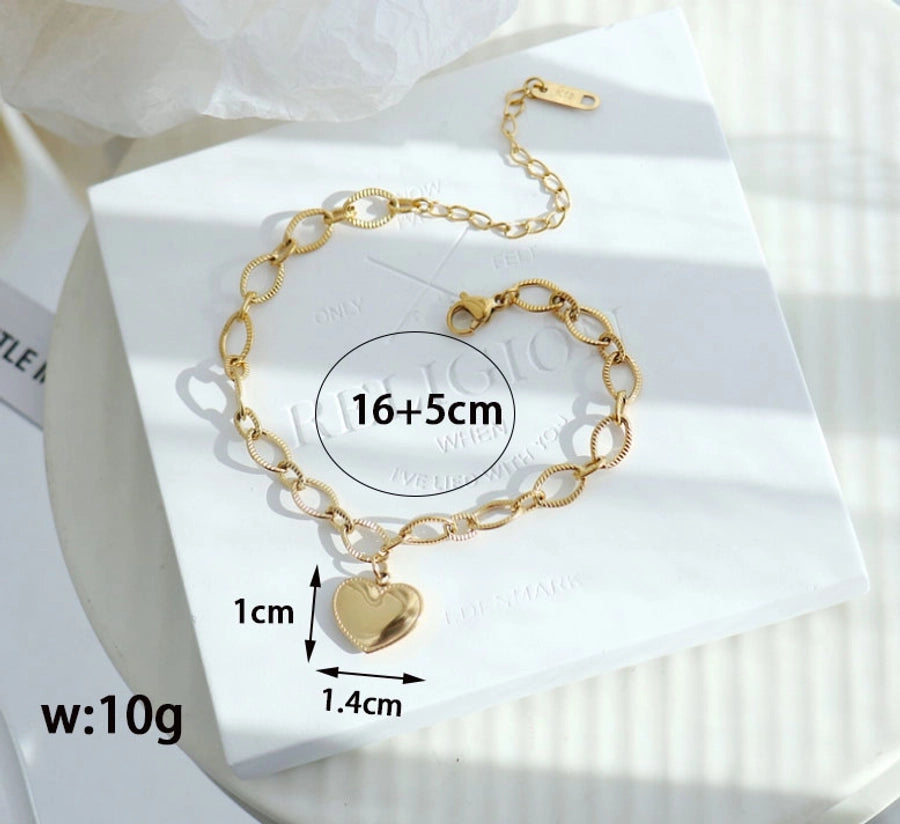 Titanium Steel 18K Gold Plated Simple Style Classic Style Plating Inlay Solid Color Pearl Bracelets