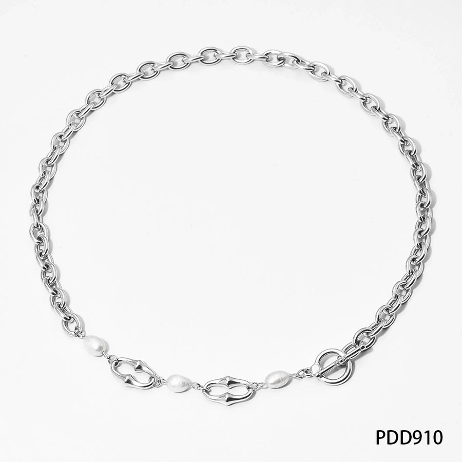 304 Stainless Steel Freshwater Pearl 16K Gold Plated White Gold Plated Gold Plated IG Style Simple Style Classic Style Polishing Plating Solid Color Bracelets Necklace