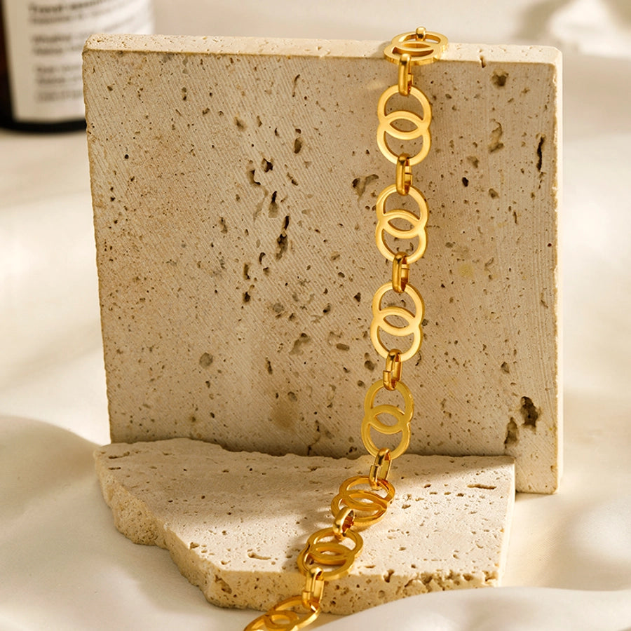 304 Stainless Steel 14K Gold Plated Simple Style Classic Style Plating Solid Color Necklace