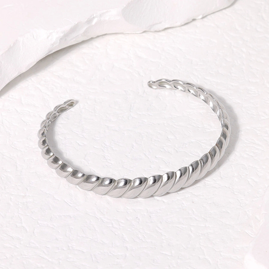 Roman Style Streetwear Solid Color 304 Stainless Steel 18K Gold Plated Cuff Bracelets In Bulk