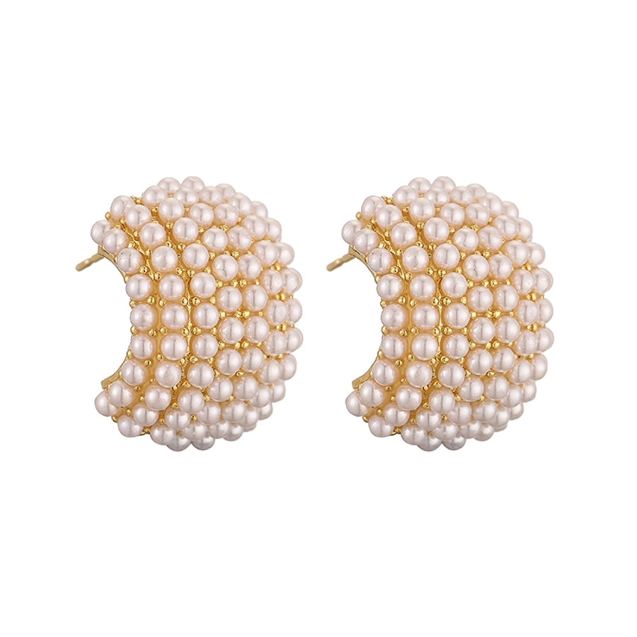 1 pair casual elegant vintage style c shape plating inlay copper artificial pearls 18k gold plated ear studs