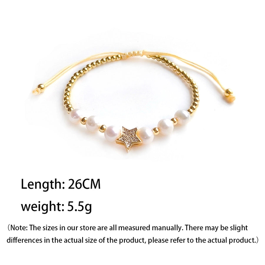 fashion star moon heart shape pearl beaded inlay rhinestones bracelets 1 piece