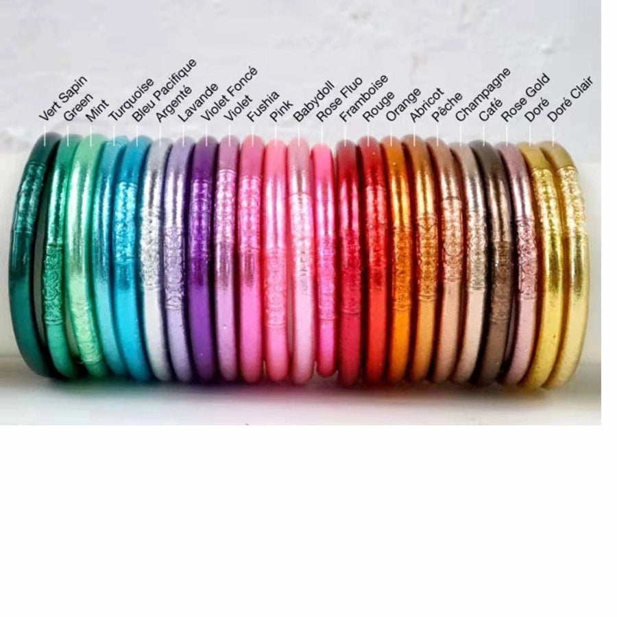 retro round silica gel unisex buddhist bangle