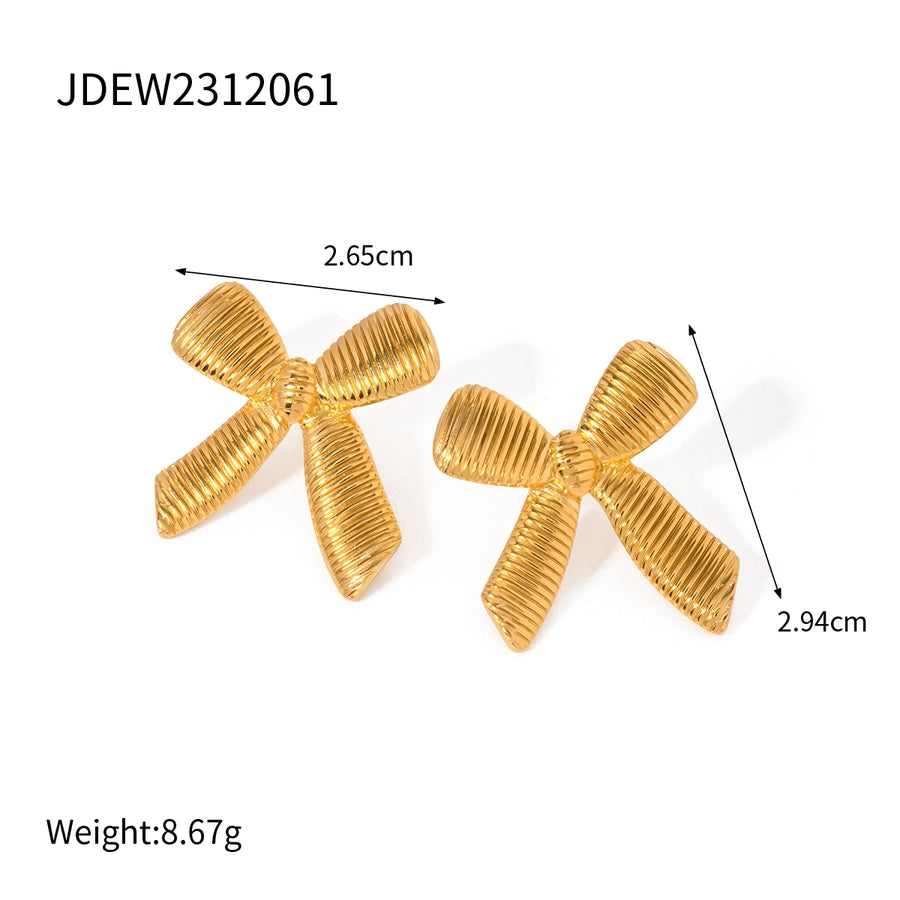1 Pair IG Style Bow Knot Plating 304 Stainless Steel Drop Earrings
