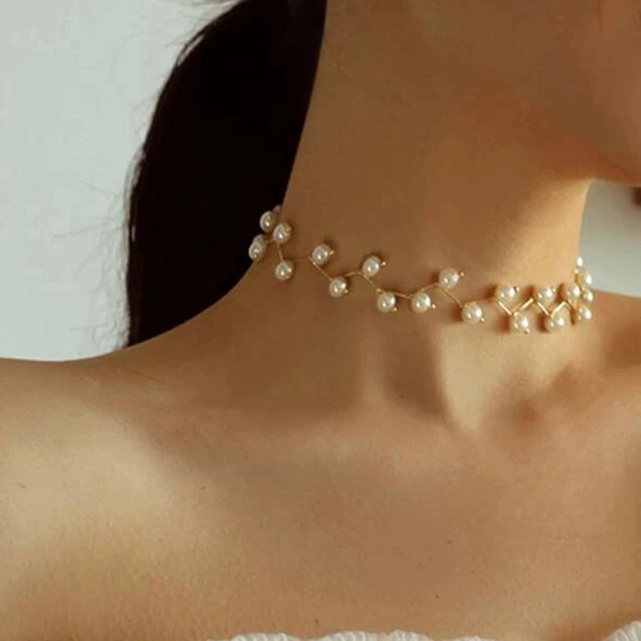 vintage style water droplets heart shape artificial pearl alloy women's necklace