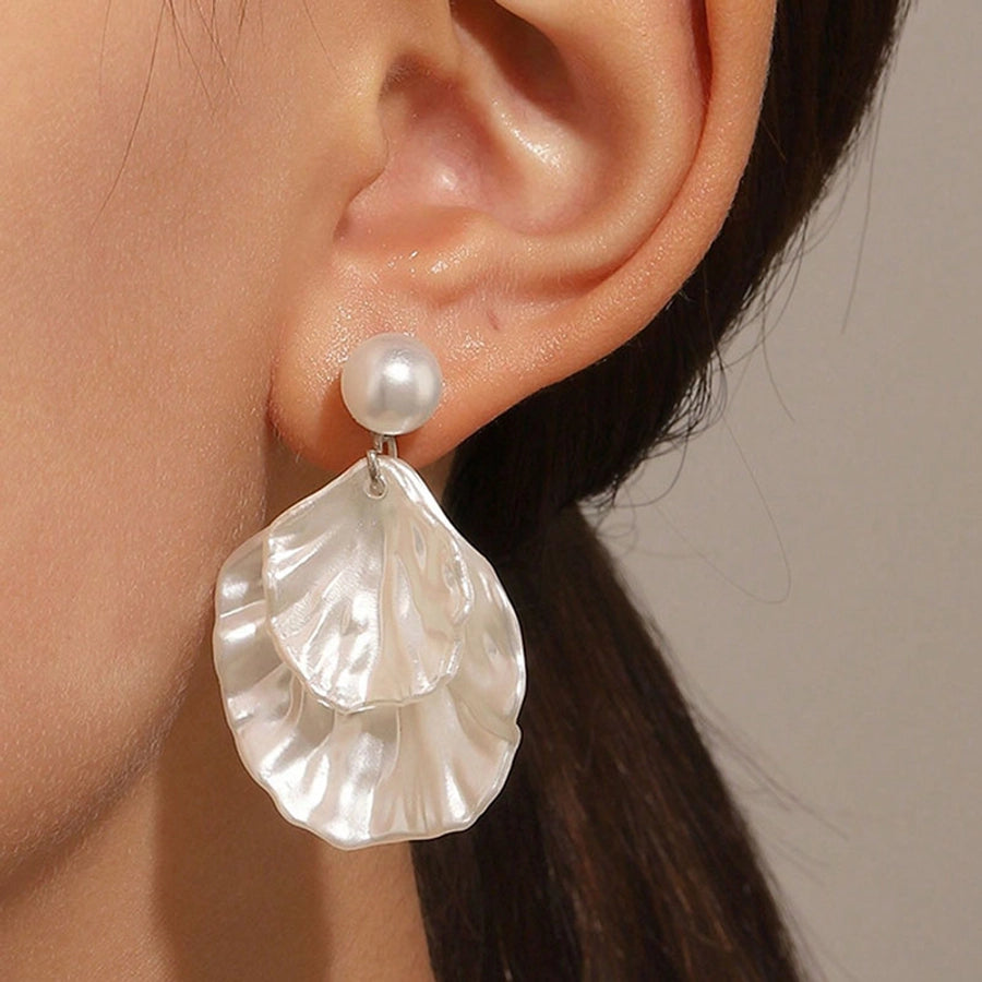 1 pair simple style commute color block patchwork synthetic resin alloy drop earrings