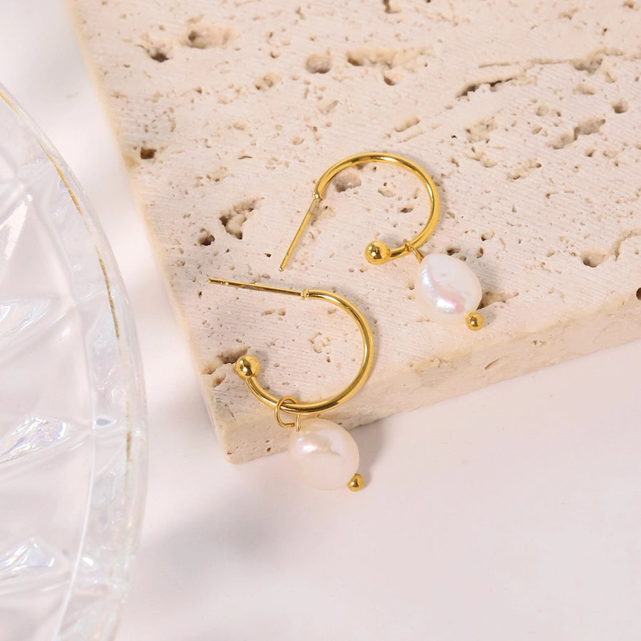 1 Pair Simple Style Classic Style Solid Color Patchwork Plating Titanium Steel 18K Gold Plated Drop Earrings