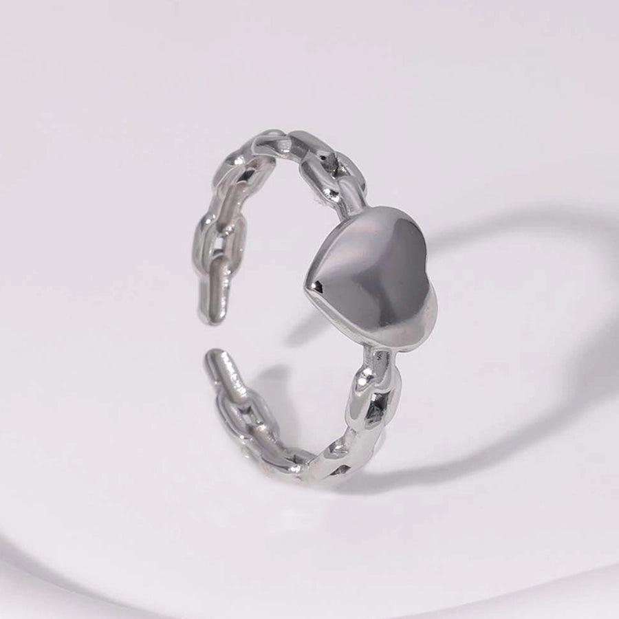 304 Stainless Steel 18K Gold Plated Casual Simple Style Plating Heart Shape Open Rings