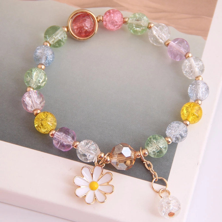 korean fashion simple small daisy pendant crystal beads bracelet
