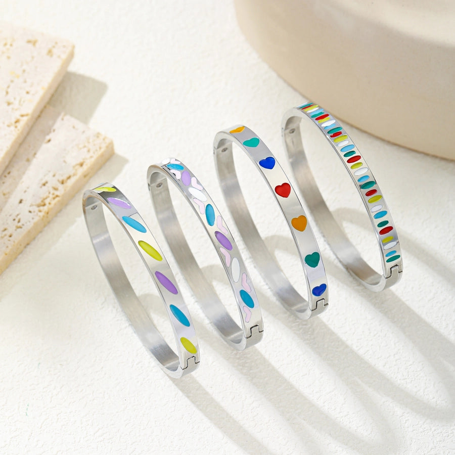 Simple Style Geometric 304 Stainless Steel 18K Gold Plated Silver Plated Bangle In Bulk