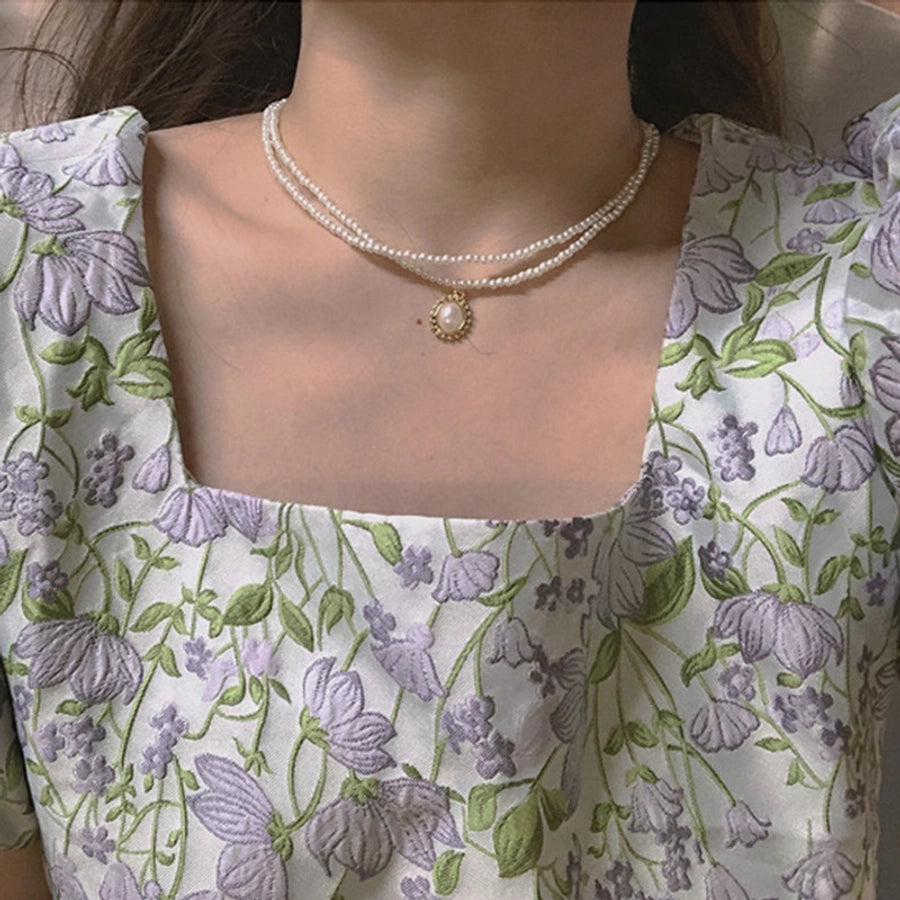 vintage style water droplets heart shape artificial pearl alloy women's necklace