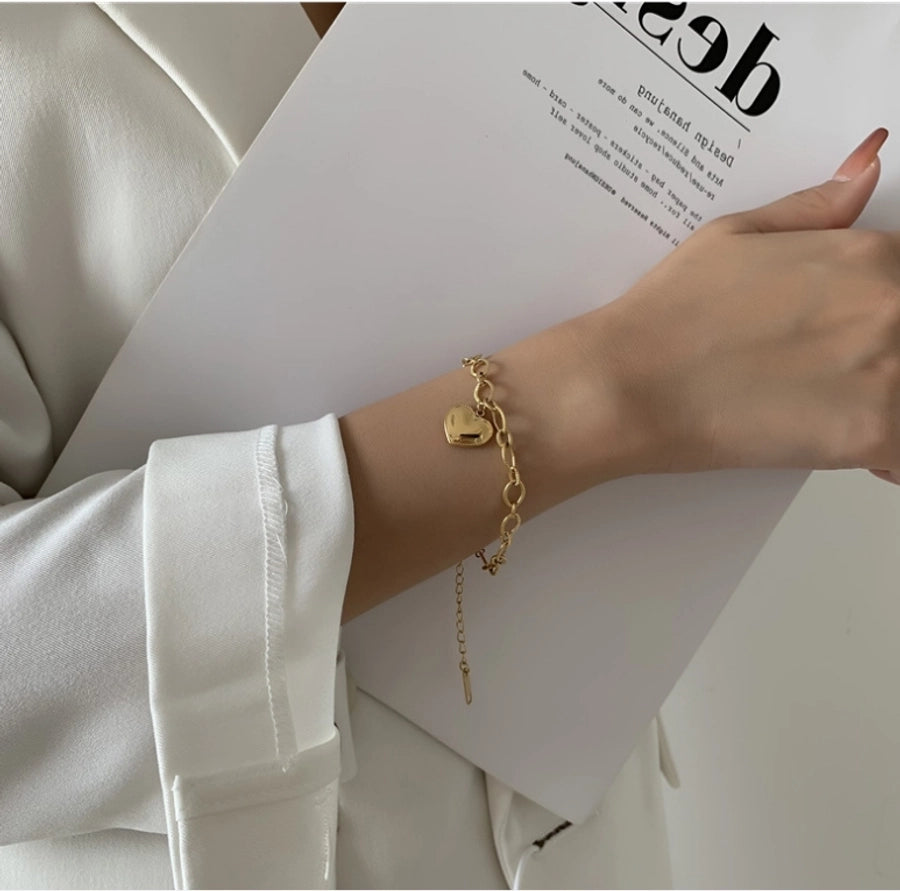 Titanium Steel 18K Gold Plated Simple Style Classic Style Plating Inlay Solid Color Pearl Bracelets
