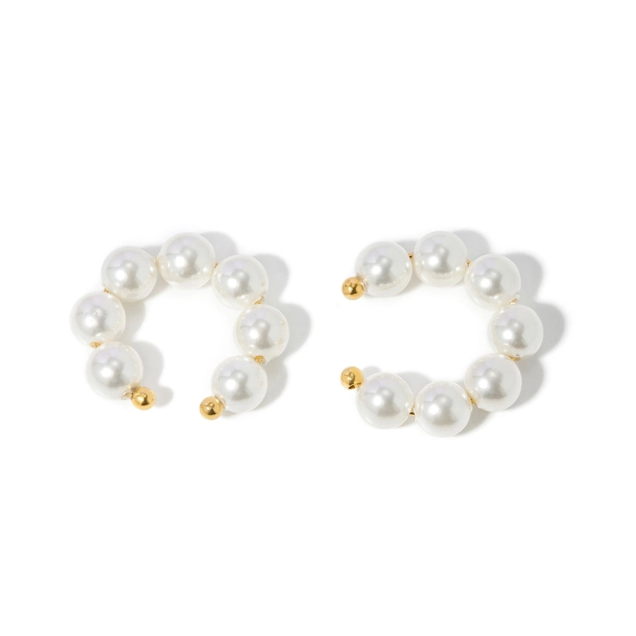1 Pair IG Style Simple Style C Shape Pearl 304 Stainless Steel 18K Gold Plated Ear Cuffs