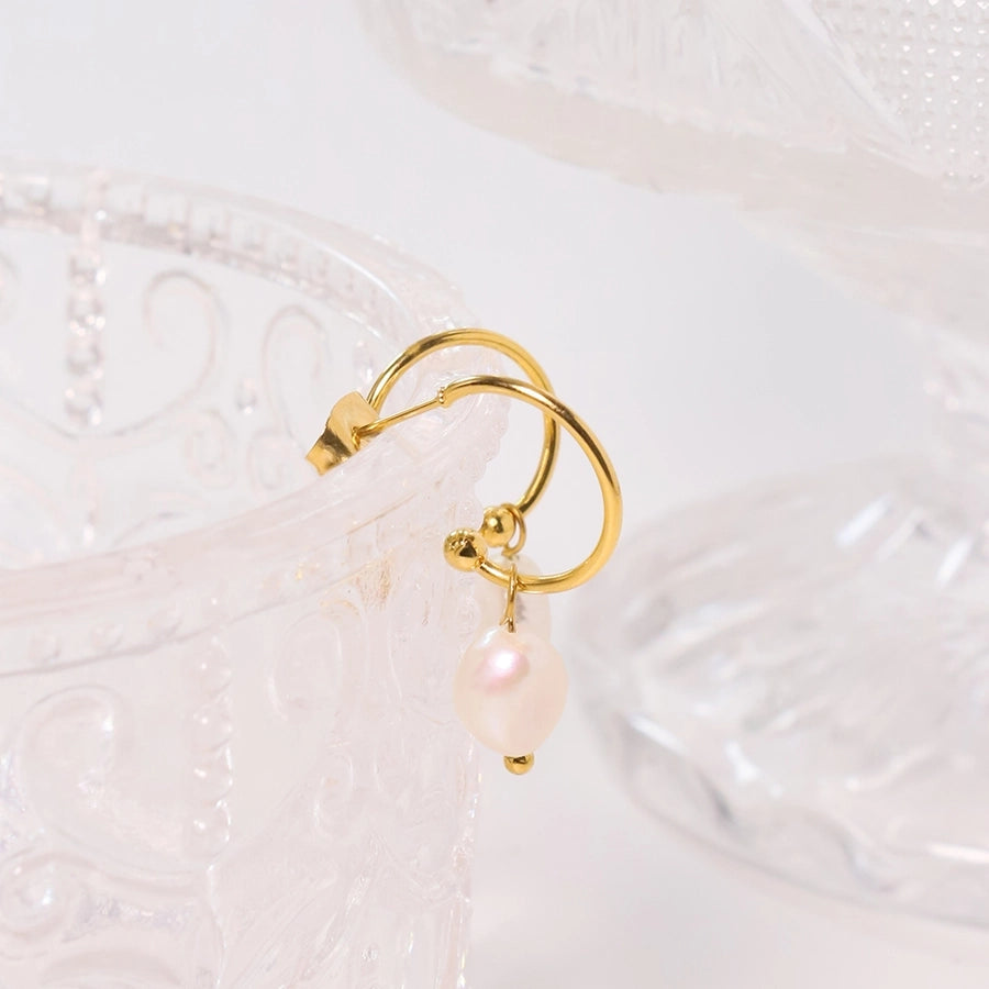 1 Pair Simple Style Classic Style Solid Color Patchwork Plating Titanium Steel 18K Gold Plated Drop Earrings