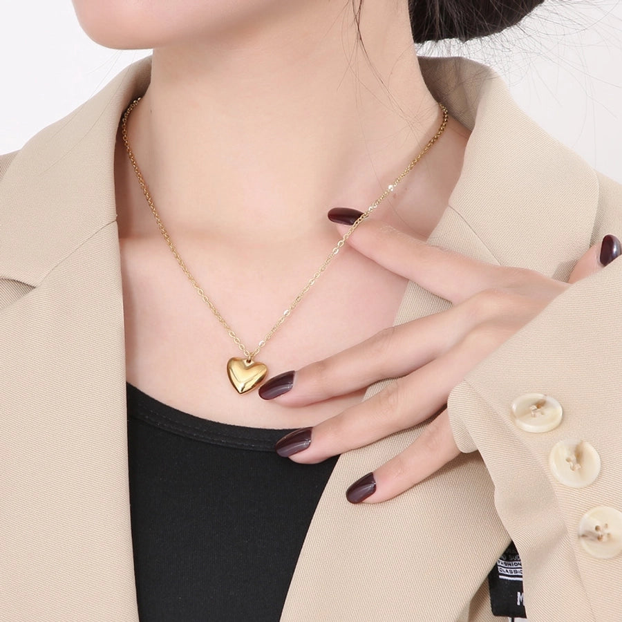 Titanium Steel 18K Gold Plated Modern Style Plating Heart Shape Bracelets Earrings Necklace