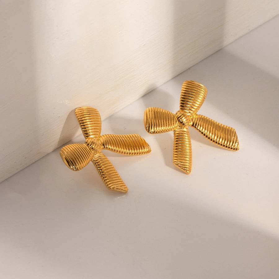 1 Pair IG Style Bow Knot Plating 304 Stainless Steel Drop Earrings