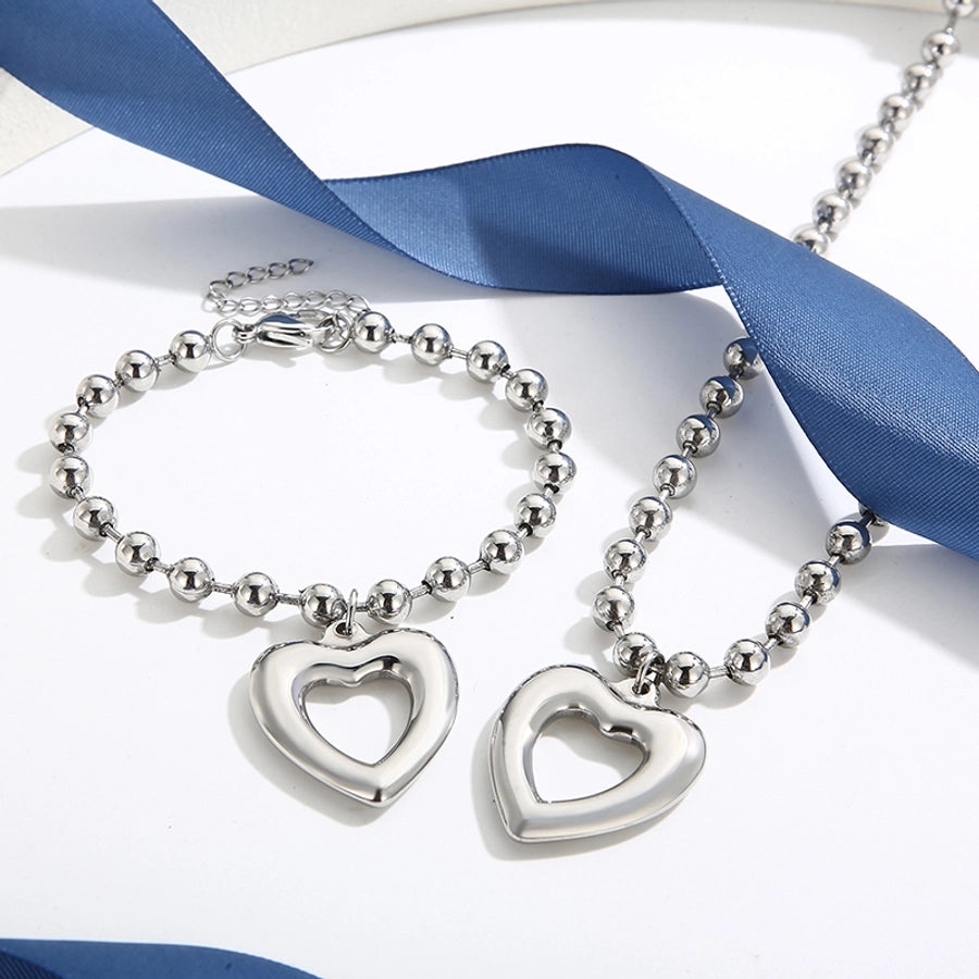 Stainless Steel 18K Gold Plated Streetwear Plating Heart Shape Bracelets Necklace