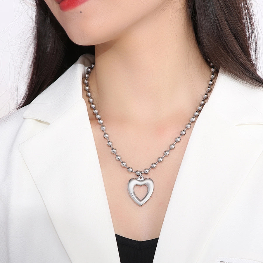 Stainless Steel 18K Gold Plated Streetwear Plating Heart Shape Bracelets Necklace