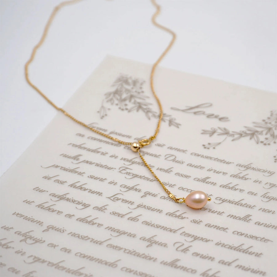 304 Stainless Steel Freshwater Pearl Titanium Steel Gold Plated Modern Style Simple Style Classic Style Pearl Water Droplets Pendant Necklace
