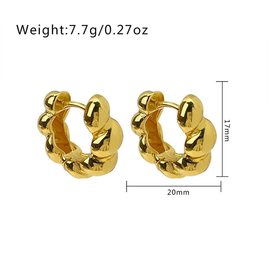 1 pair simple style twist plating copper 18k gold plated earrings