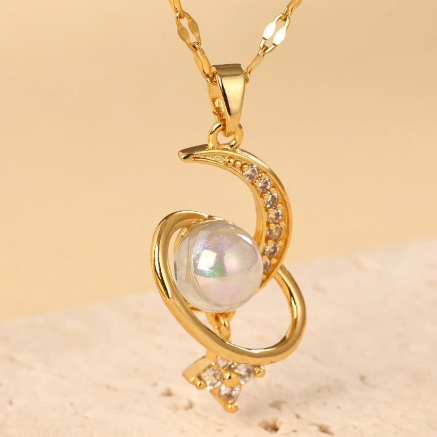 elegant simple style heart shape stainless steel hollow out 18k gold plated pendant necklace