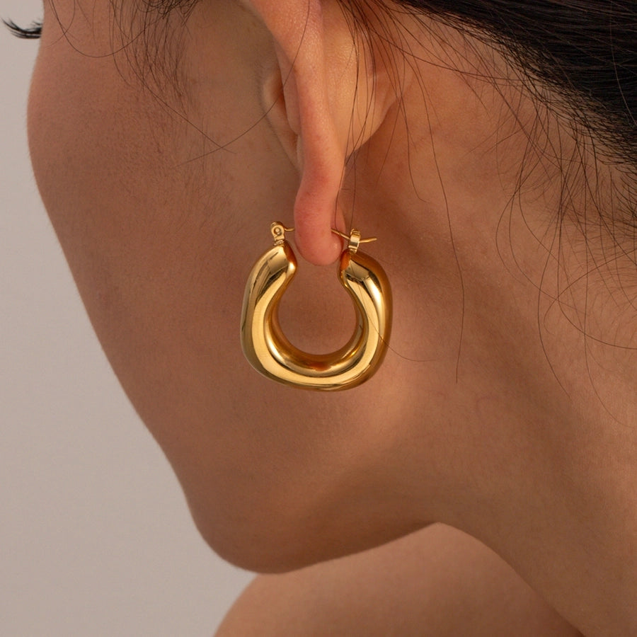 1 Pair IG Style Simple Style U Shape Solid Color 304 Stainless Steel 16K Gold Plated Earrings