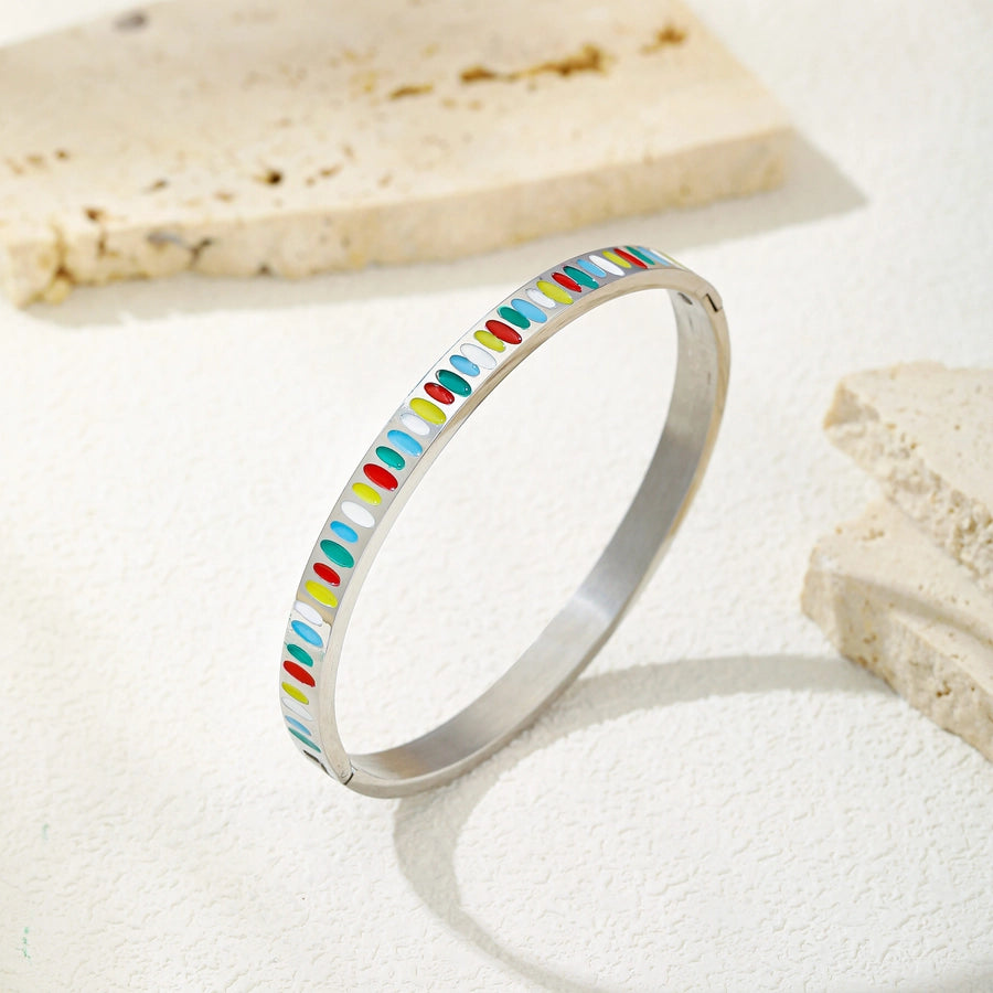 Simple Style Geometric 304 Stainless Steel 18K Gold Plated Silver Plated Bangle In Bulk