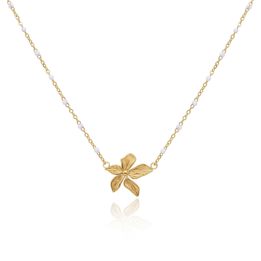 lady flower titanium steel plating 18k gold plated pendant necklace