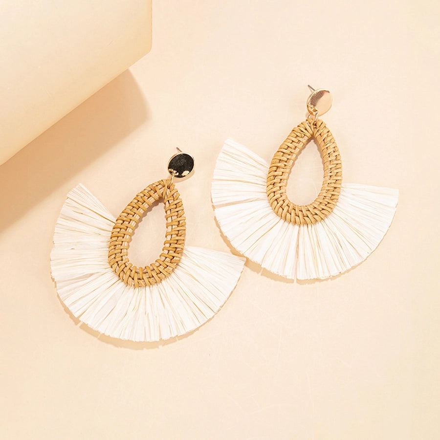 beach sector rattan drop earrings