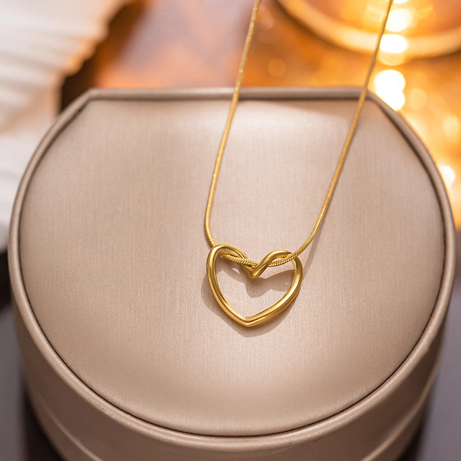 simple style solid color titanium steel pendant necklace