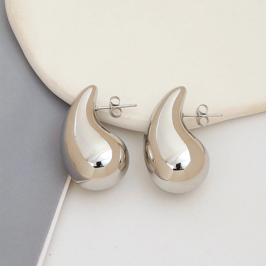 1 Pair Simple Style Water Droplets Plating 304 Stainless Steel Ear Studs