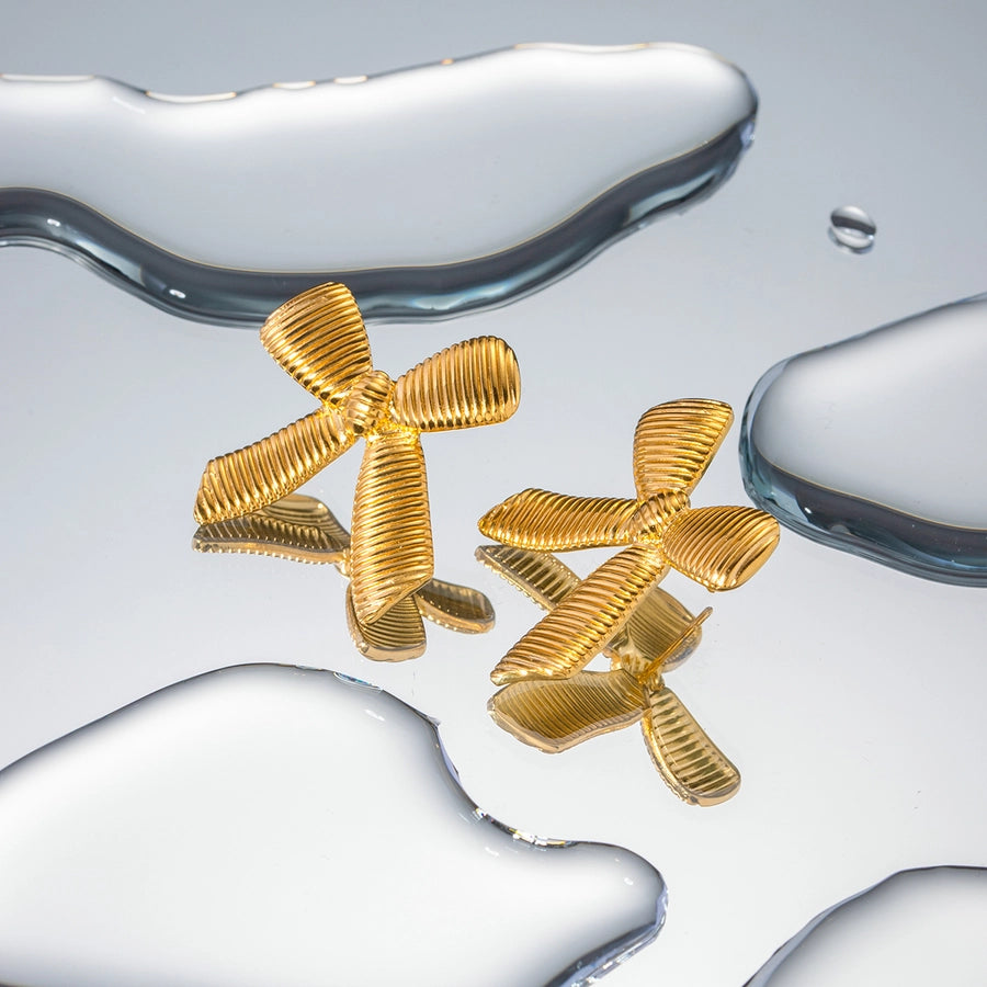 1 Pair IG Style Bow Knot Plating 304 Stainless Steel Drop Earrings
