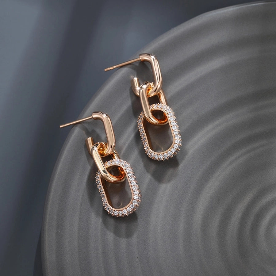 1 pair elegant lady xuping geometric chain plating inlay alloy copper alloy artificial gemstones 18k gold plated drop earrings