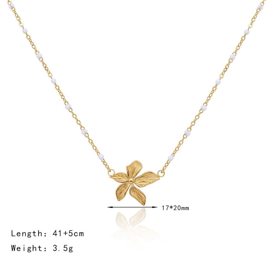 lady flower titanium steel plating 18k gold plated pendant necklace