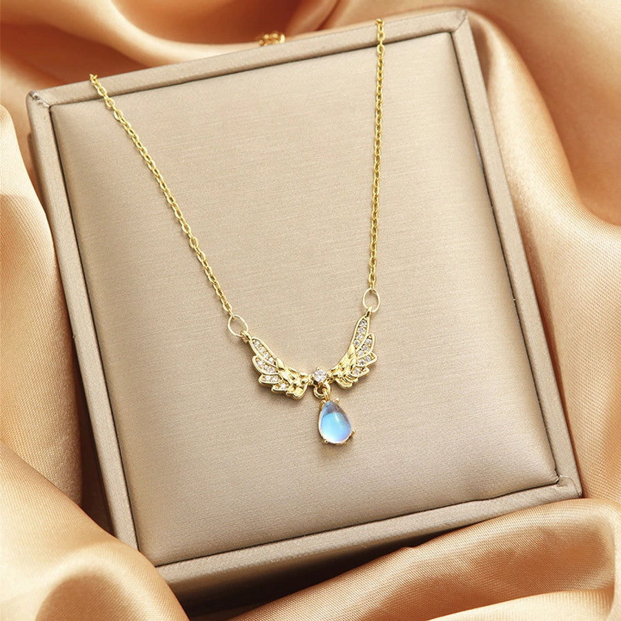 Titanium Steel Vintage Style Tassel Plating Doll Constellation Crown Pendant Necklace