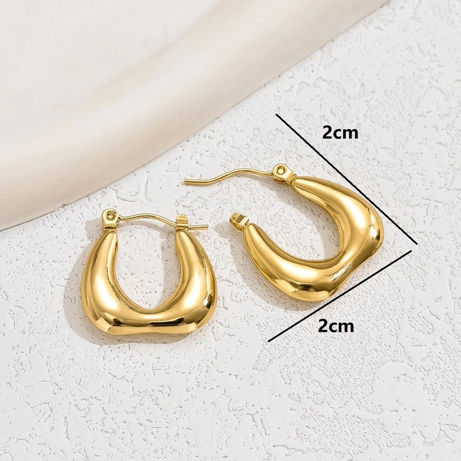 1 Pair Basic Vintage Style U Shape Plating 201 Stainless Steel 18K Gold Plated Hoop Earrings