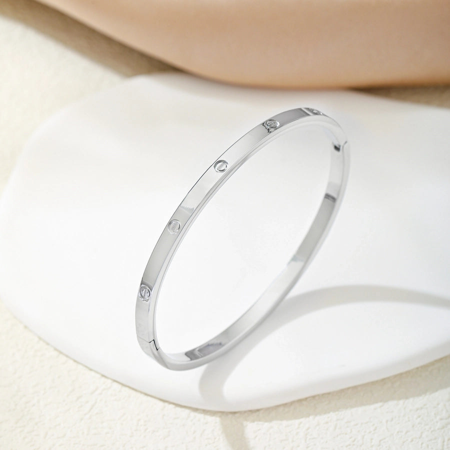 Simple Style Geometric 304 Stainless Steel 18K Gold Plated Silver Plated Bangle In Bulk