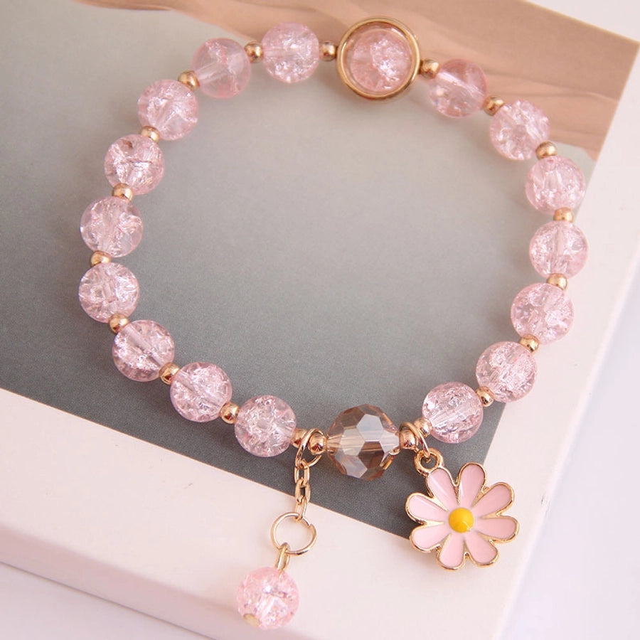 korean fashion simple small daisy pendant crystal beads bracelet