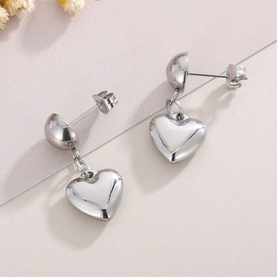 Titanium Steel 18K Gold Plated Modern Style Plating Heart Shape Bracelets Earrings Necklace