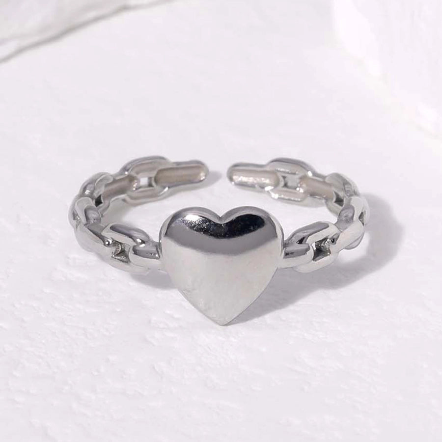 304 Stainless Steel 18K Gold Plated Casual Simple Style Plating Heart Shape Open Rings