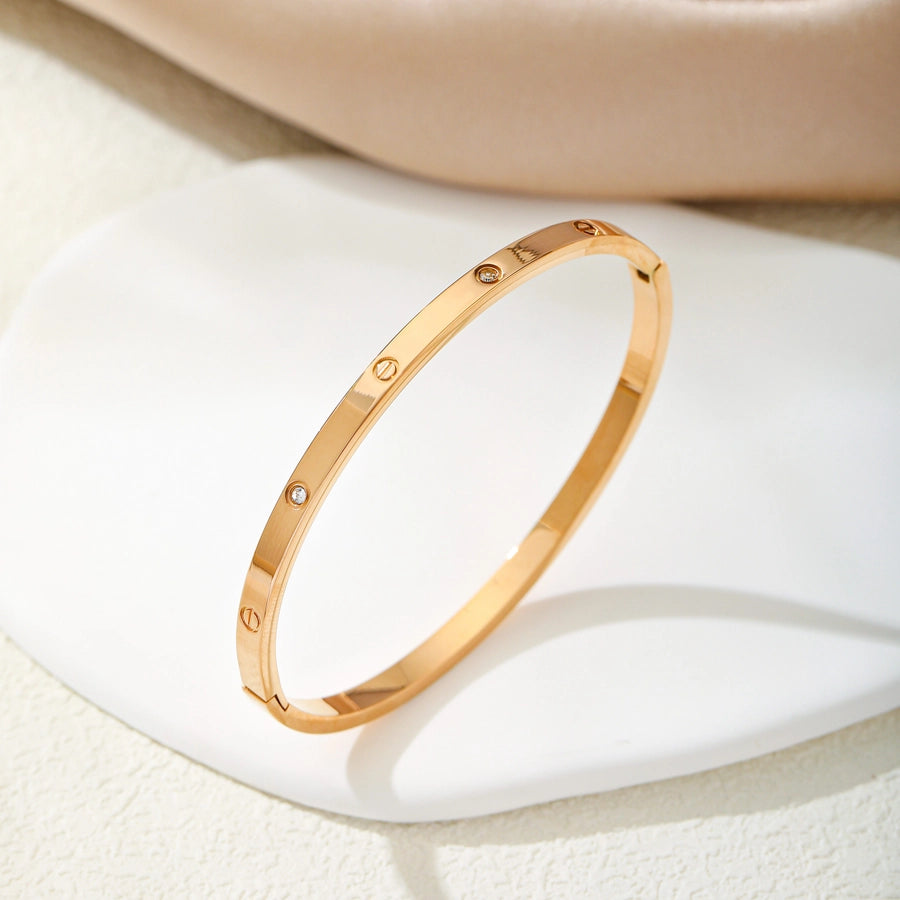 Simple Style Geometric 304 Stainless Steel 18K Gold Plated Silver Plated Bangle In Bulk