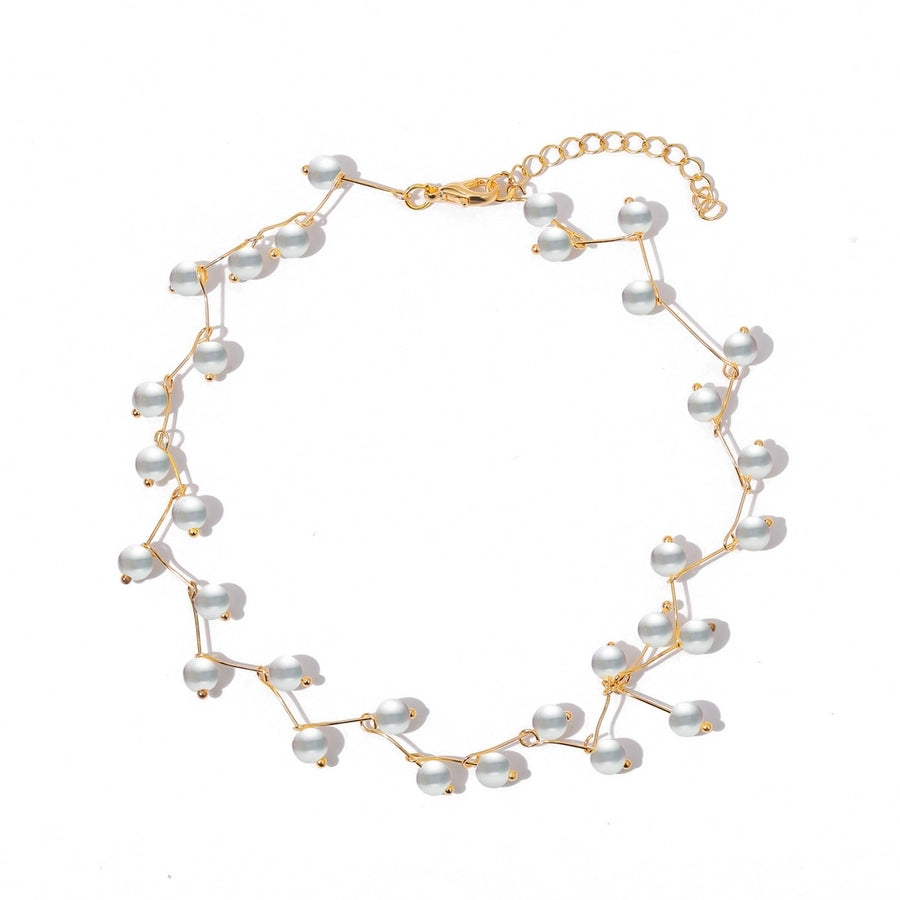 vintage style water droplets heart shape artificial pearl alloy women's necklace