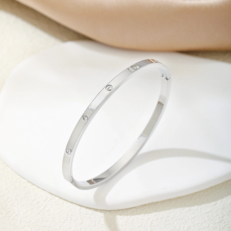 Simple Style Geometric 304 Stainless Steel 18K Gold Plated Silver Plated Bangle In Bulk