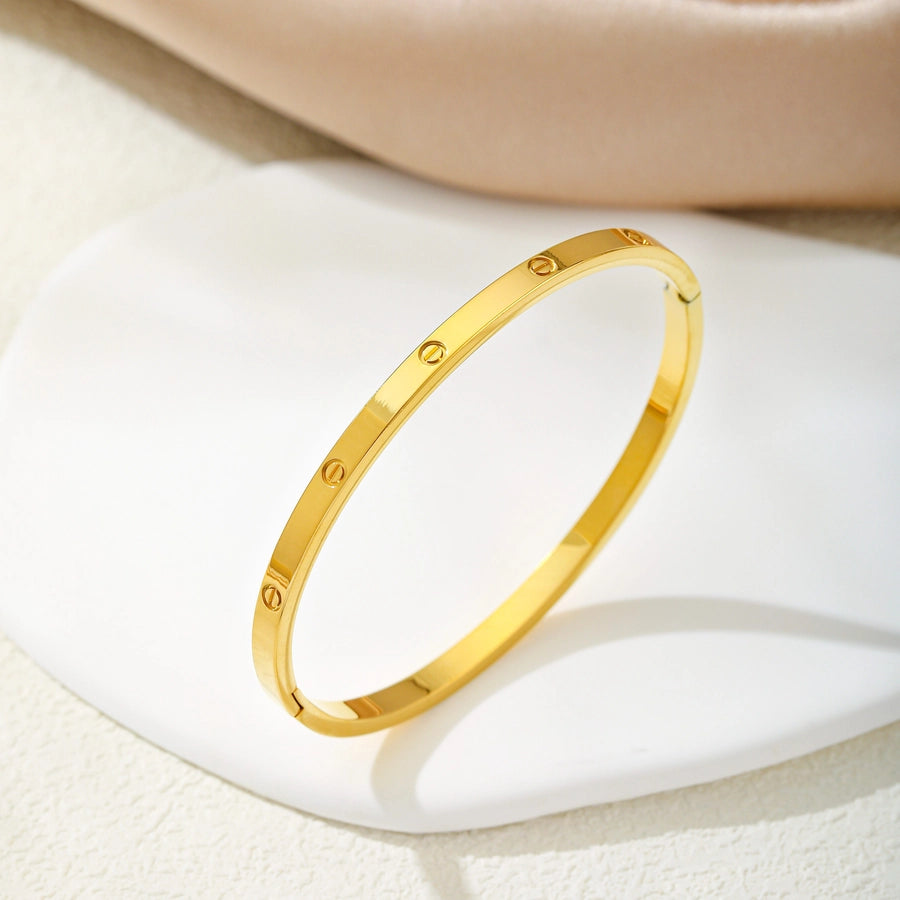 Simple Style Geometric 304 Stainless Steel 18K Gold Plated Silver Plated Bangle In Bulk