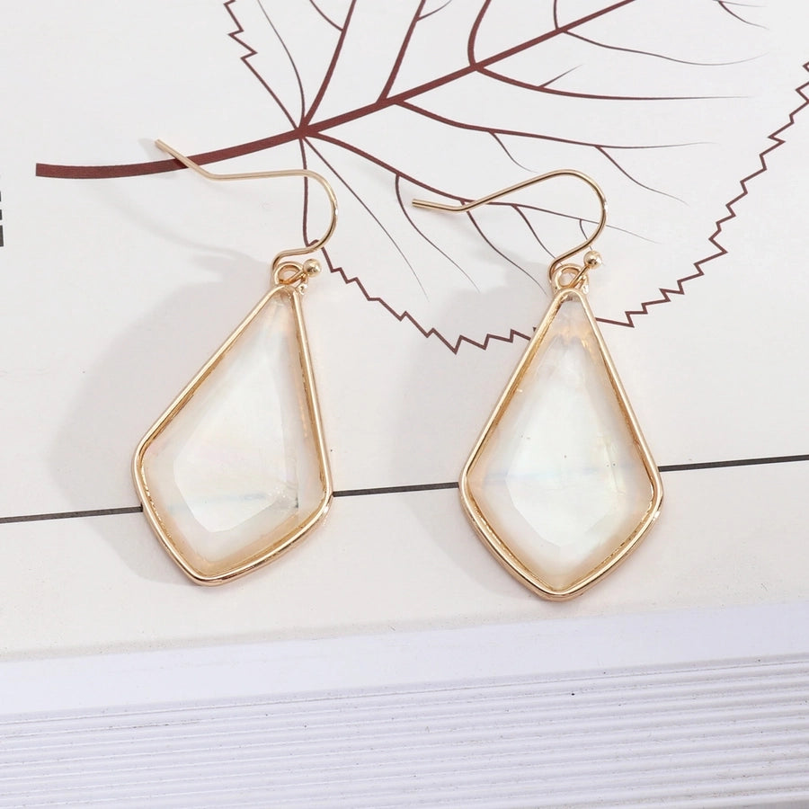 1 pair simple style color block alloy inlay shell women's drop earrings