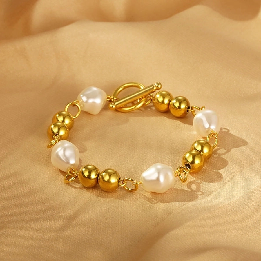 304 Stainless Steel Resin Simple Style Toggle Beaded Round Bracelets