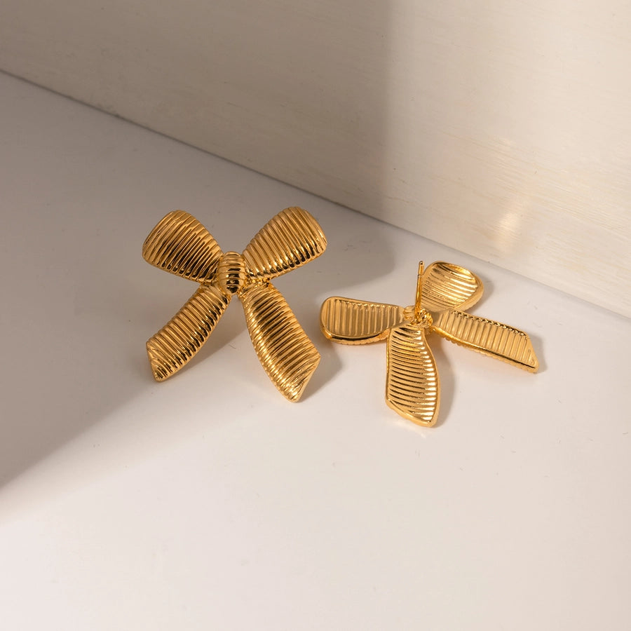 1 Pair IG Style Bow Knot Plating 304 Stainless Steel Drop Earrings